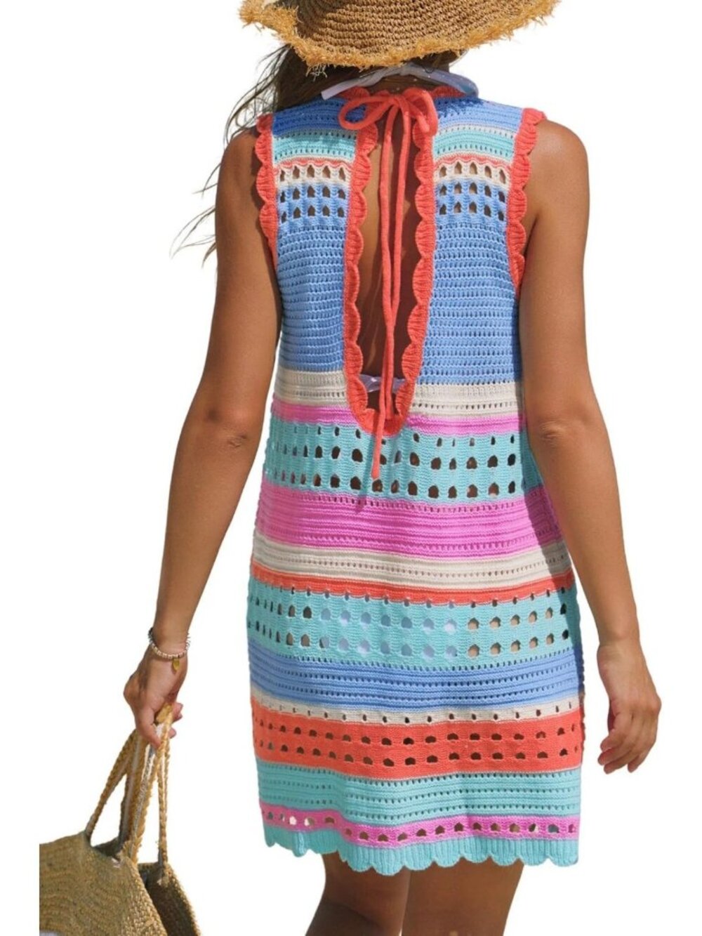 Chic Crochet Swim Cover Up Dress for Women | Sleeveless Beachwear 2026